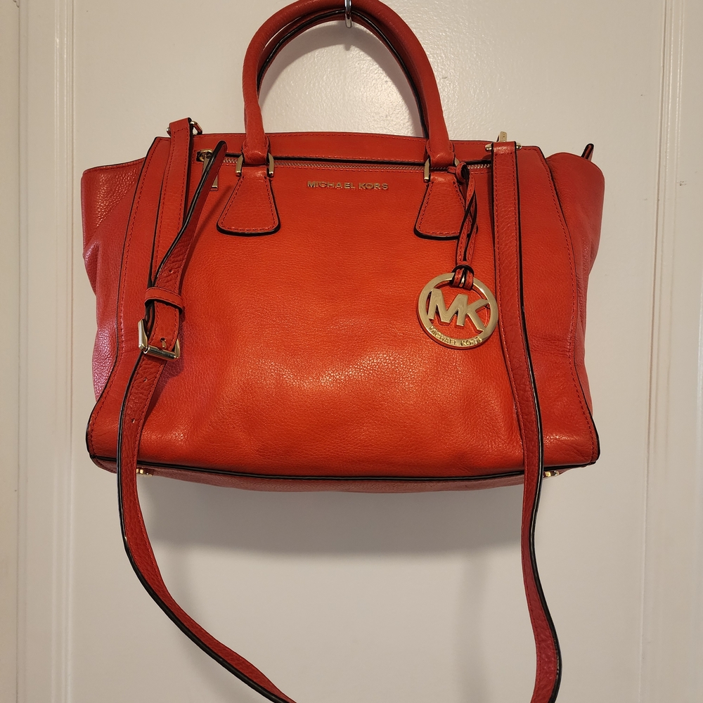 Michael Kors Burnt Orange Leather Satchel Handbag